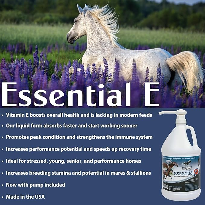 Essential E: Equine Vitamin E Supplement for Horse Health, Performance, Recovery & Nutrition - 1 Gallon