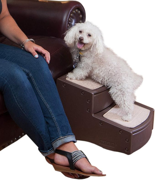 Pet Gear Easy Step II Pet Stairs, 2 Step for Dogs up to 75-pounds, Portable, Removable Washable Carpet Tread, No Tools Required, Available in 4 Colors