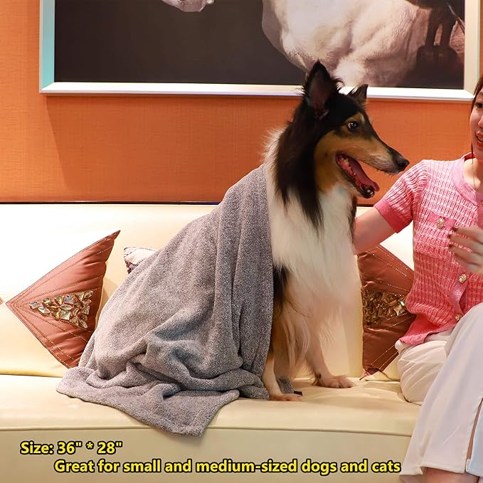 Dog Towels for Drying Dogs Super Absorbent Soft Microfiber Pet Bath Grooming Towel for Dogs and Cats & Other Pets (M-36" * 28", Grey)