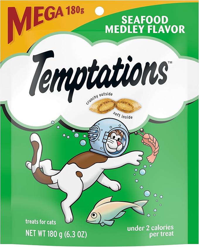 Temptations Classic Treats for Cats Seafood Medley Flavor 6.3 Ounces (Pack of 10)