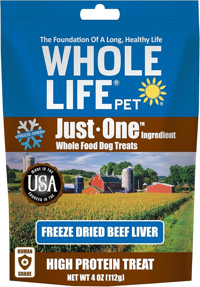 Whole Life Pet Just One Beef Liver Dog Treats - Human Grade, Freeze Dried, One Ingredient - Training Or Reward, Grain Free, Made in The USA