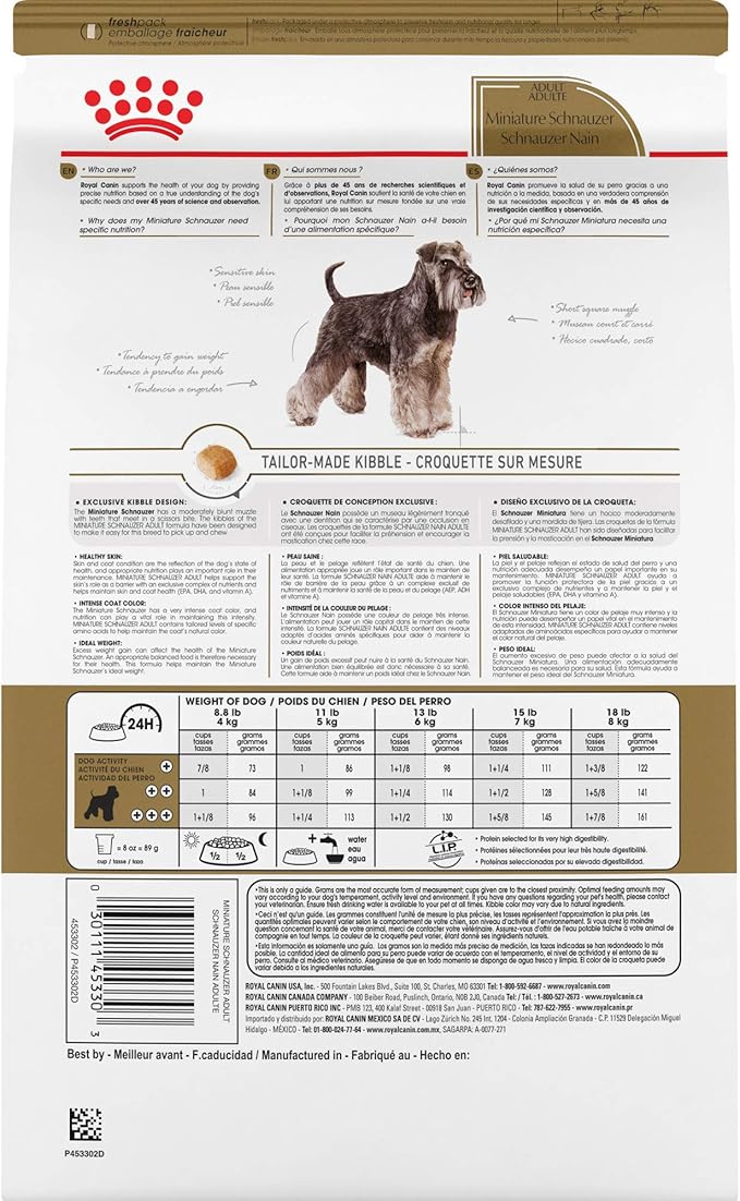 Royal Canin Miniature Schnauzer Adult Breed Specific Dry Dog Food, 10 lb Bag