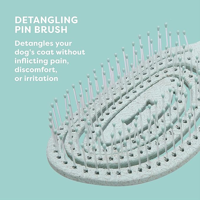 BioSilk for Pets Eco-Friendly Detangling Pin Brush for Dogs in Mint Green | Easy to Hold Ergonomic Handle Dog Brushes, Wet or Dry Dog Hair Brush, Light Blue (FF12806),Gray/Black