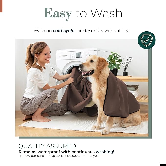 Waterproof Blanket for Bed - Enjoy Intimacy, Peaceful, Cherished Love Moments - Fleece Blanket Waterproof, Dual-Tone Grizzly Brown/Caramel Cappuccino, Perfect for Couples, Adults & Pets/Dogs [60”x80”]