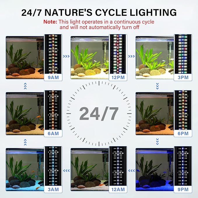 42W 24/7 Aquarium Light, Full Spectrum Fish Tank Light with Sunrise/Daylight/Moonlight Mode & DIY Color Mode & Weater Mode, for 39"-47" Freshwater Fish & Planted Tanks