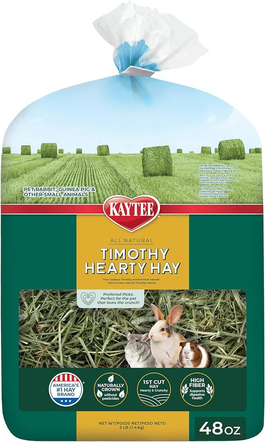 Kaytee Timothy Hearty Hay for Guinea Pigs, Rabbits & Other Small Animals, 48 oz