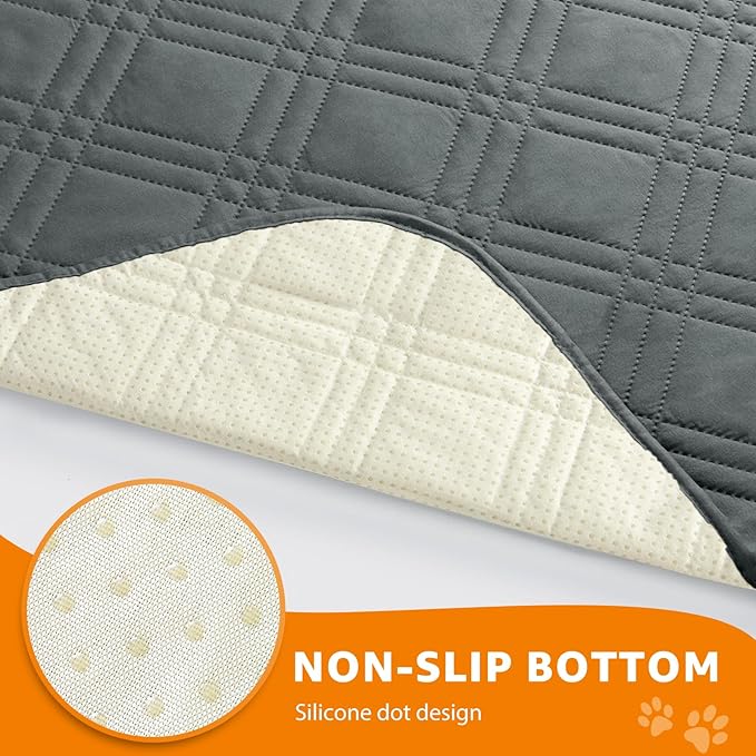 LOOBANI Waterproof Dog Blanket, Anti-Slip Bed Couch Covers for Dogs, 2 Pack Soft Pet Blankets to Protect Furniture Sofa Car for Puppy Cat Kids (82"X102", Dark Grey)