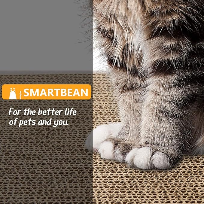 Cardboard Scratcher Pad Scratching post:Smartbean Cat Scratch Pad,Cat Scratching Post with Durable&High Density Cardboard, Indoor Toy for Cat, Double-sided Design For double life (16.5x7.9x1.2 inches)