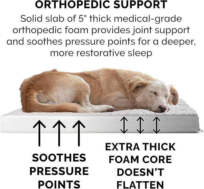 Furhaven Orthopedic Dog Bed for Large Dogs w/ Removable Washable Cover, For Dogs Up to 125 lbs - Ultra Plush Faux Fur & Suede Mattress - Gray, Jumbo Plus/XXL