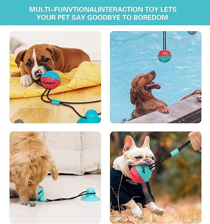 Dog Toys for Aggressive Chewers Interactive Teething Boredom and Stimulating Tug of War Suction Cup Puzzle Indestructible Puppy Rope Enrichment Teeth Cleaning Ball Accessories for Small Large Dogs