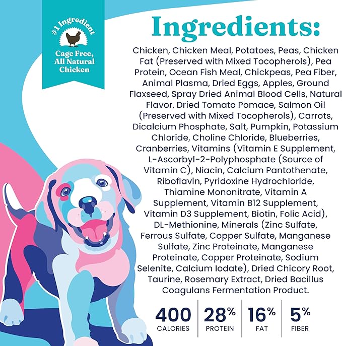 Solid Gold Dry Puppy Food w/Nutrientboost - Made with Real Chicken & Nutritious Superfoods - Love at First Bark Grain Free Puppy Dry Food for Healthy Growth, Energy and Gut Wellness - 22 LB Bag