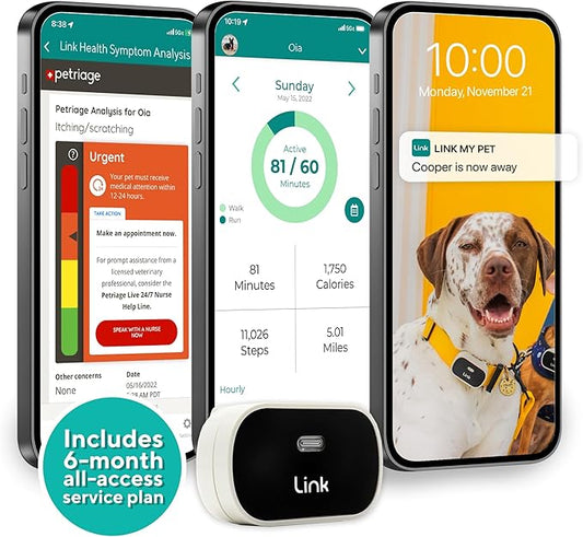 Link GPS Dog Tracker + Activity Monitor | Training Tools, Health Tracker, Waterproof, Flashlight, Lightweight, PetPass & Vet Record Storage, Fits On Most Collars | iPhone & Android Apps