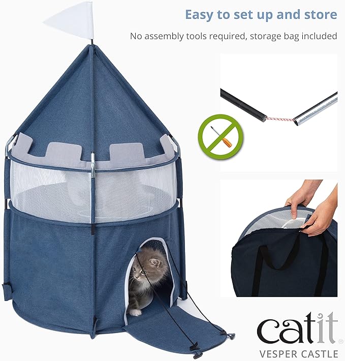 Catit Vesper Castle, Soft Cat Tower Hideout, Blue