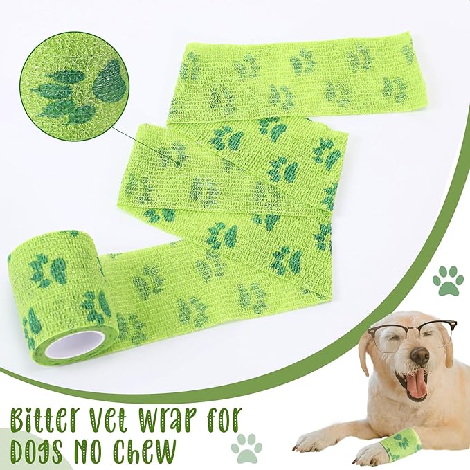 6 Rolls No Chew Bandage for Dogs Bitter Bandage Wrap for Dogs Wound Wrap (3 Inches X 5 yd)