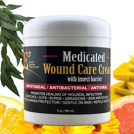 E3 Medicated Wound Care Cream with Insect Barrier - 6 oz - Fast Healing Formula for Cuts, Scrapes, and Skin Irritations - Lanolin, Beeswax, Calendula, Fennel Seeds, Citrus Seed Extract