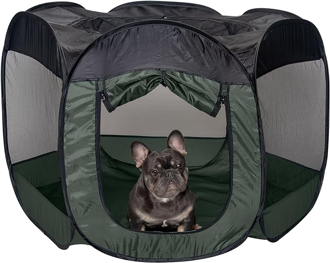 Furhaven Pop Up Playpen Pet Tent Playground - Hunter Green, Large