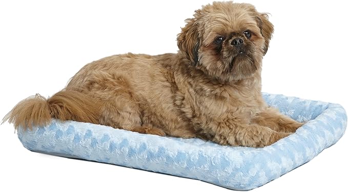 MidWest Homes for Pets Bolster Dog Bed 36L-Inch Blue Dog Bed or Cat Bed w/ Comfortable Bolster | Ideal for Intermediate Dog Breeds & Fits a 36-Inch Dog Crate | Easy Maintenance Machine Wash & Dry