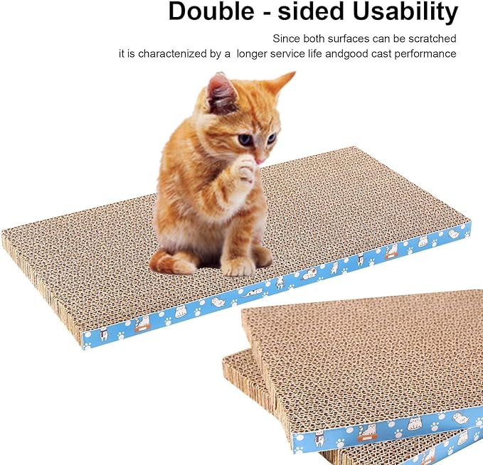 8 Packs in 1 Cat Scratch Pad, Cat Scratcher Cardboard,Reversible,Durable Recyclable Cardboard, Premium Scratch, Suitable for Cats to Rest, Grind Claws and Play (0.8" H(8 Packs))