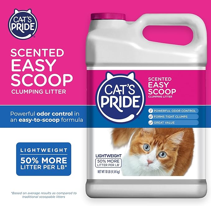 Cat's Pride Lightweight Clumping Litter: Easy Scoop - Powerful Odor Control - Scented, 10 Pounds