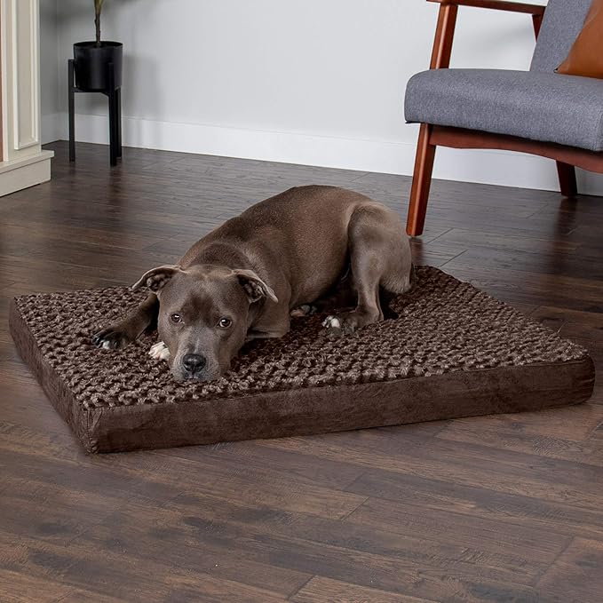 Furhaven Memory Foam Dog Bed for Large/Medium Dogs w/ Removable Washable Cover, For Dogs Up to 55 lbs - Ultra Plush Faux Fur & Suede Mattress - Chocolate, Large