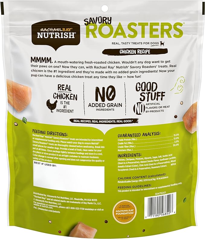 Rachael Ray Nutrish Savory Roasters Real Meat Dog Treats, Roasted Chicken Recipe, 30 Ounce (Pack of 1)