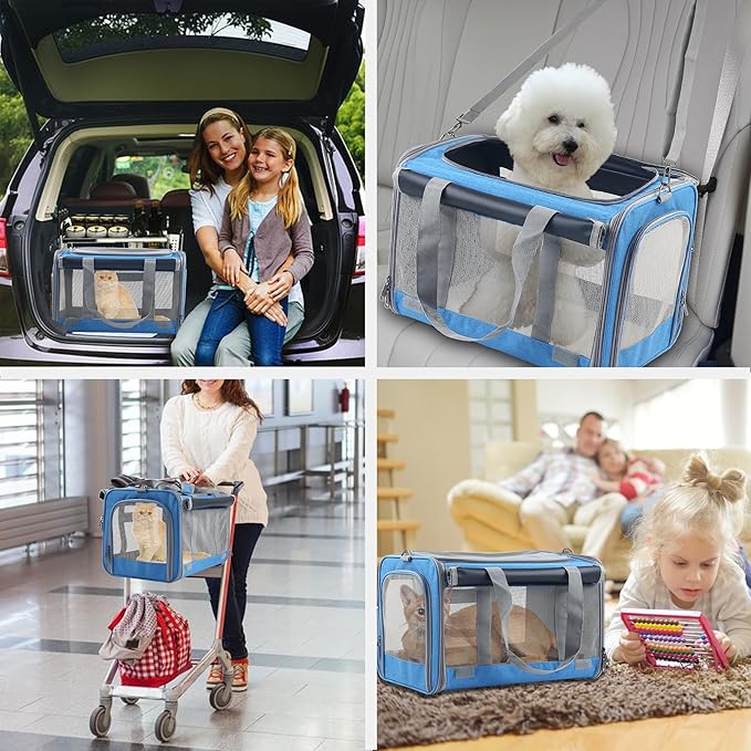 Large Cat Carriers Dog Soft Sided Carriers Cat Soft Sided Carriers Cat Carriers Dog Carriers Airline Approved Kitten Carrier Reptile Carriers Squirrel Carriers Guinea Pig Carrier(Large_Blue)