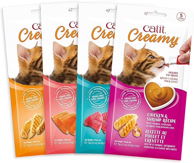 Catit Creamy Lickable Cat Treat – Hydrating and Healthy Treat for Cats of All Ages - Salmon, 10-Pack