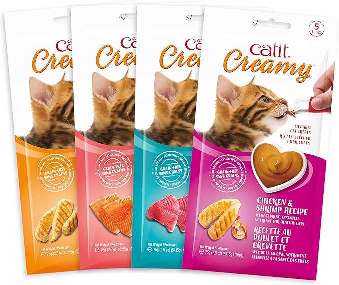 Catit Creamy Lickable Cat Treat – Hydrating and Healthy Treat for Cats of All Ages - Chicken & Liver, 5-Pack