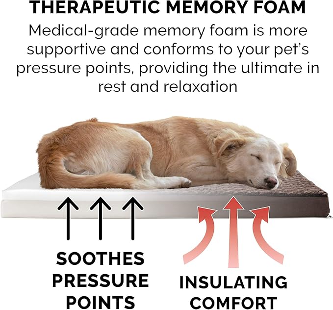 Furhaven Memory Foam Dog Bed for Medium/Small Dogs w/ Removable Washable Cover, For Dogs Up to 35 lbs - Ultra Plush Faux Fur & Suede Mattress - Chocolate, Medium