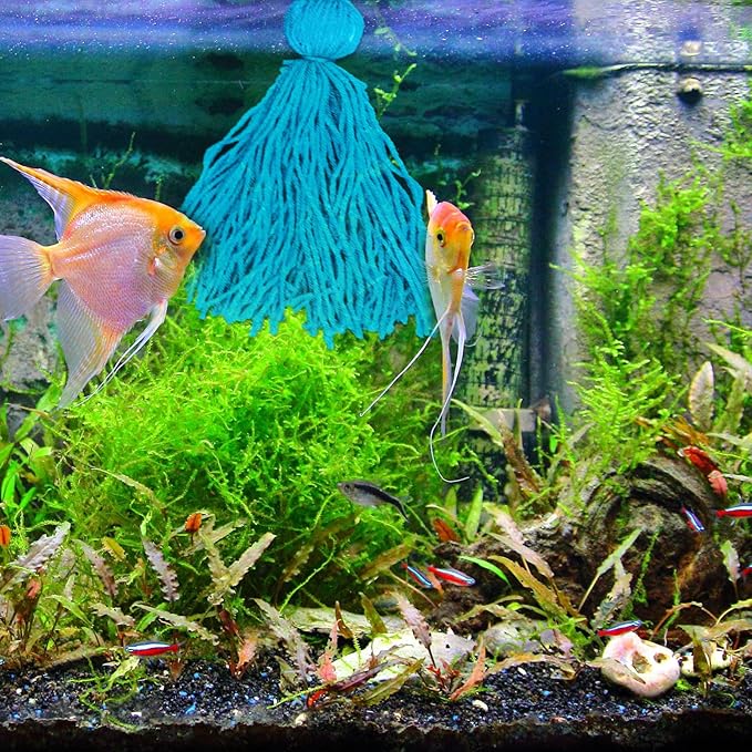 Fish Breeder Spawning Mop for Fish Tank, Floating Fish Breeding Mop for Egg Laying, Blue