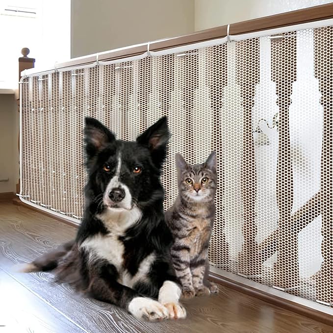 Balcony Netting for Dogs Cats, Stairway Net for Balcony, Pet Netting Balcony Net for Dogs Cats Pets Kids Child Net for Balcony Apartment, Baby Balcony Stairway Net Clear, Thickened