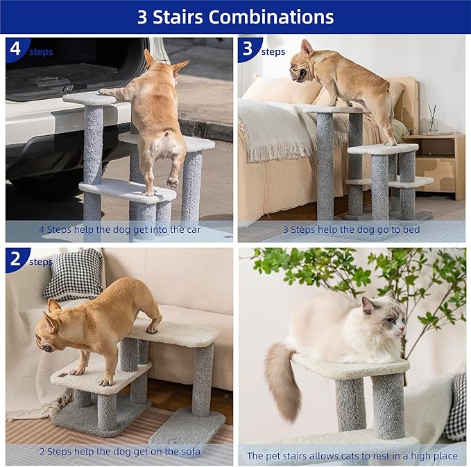 Pet Stairs for Small Dogs - Pet Steps for High Beds and Couch,High-Strength Boards for Indoor Small Cats Kittens Dogs Climbing Playing, 3 Combination Options