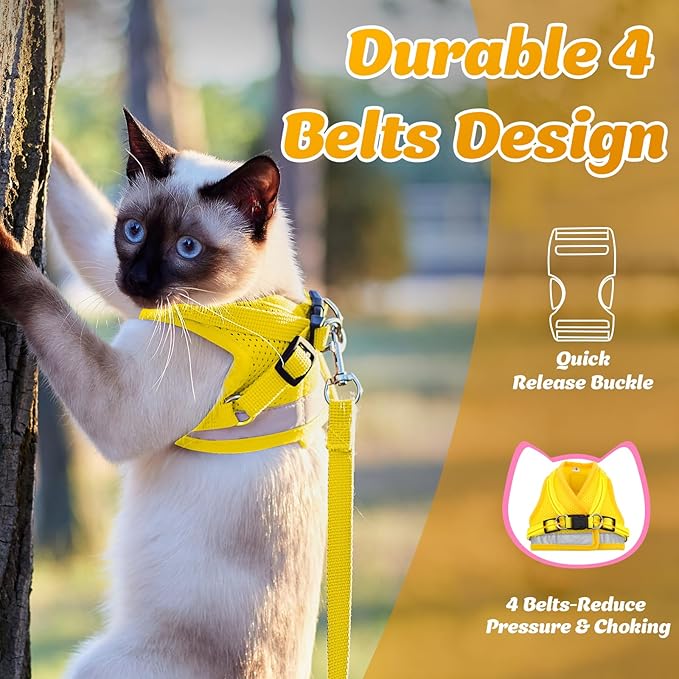 Supet Cat Harness and Leash Set for Walking Cat and Small Dog Harness Soft Mesh Harness Adjustable Cat Vest Harness with Reflective Strap Comfort Fit for Pet Kitten Puppy Rabbit