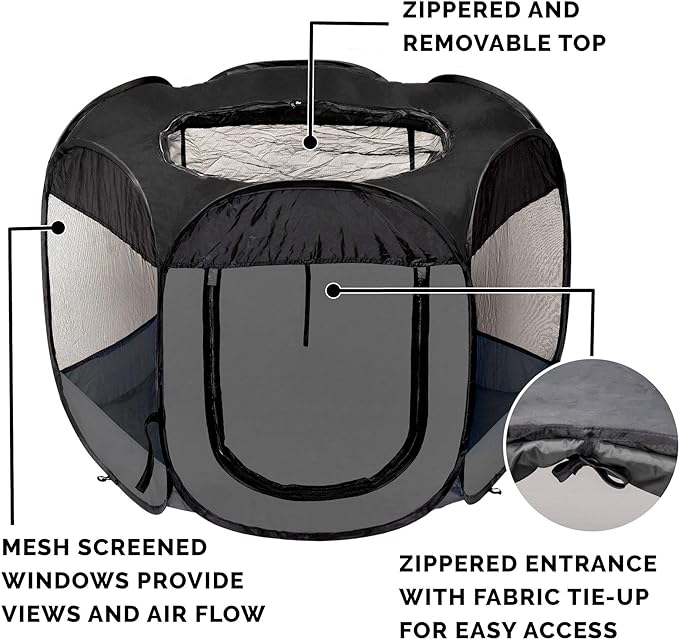 Furhaven Pop Up Playpen Pet Tent Playground - Gray, Medium