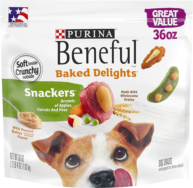 Purina Beneful Made in USA Facilities Dog Training Treats, Baked Delights Snackers - 36 oz. Pouch