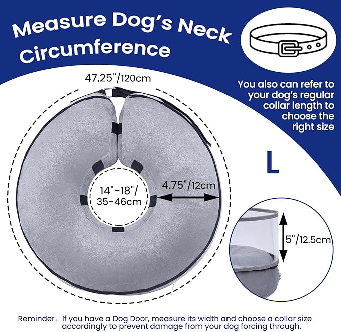 BARKLESS Dog Cone Collar, Inflatable Dog Cone After Surgery for Small Medium Large Dogs, Soft Dog Cone of Alternative with Enhanced Anti-Licking Guard Shield for Pets, Protective Dog Donut Collar