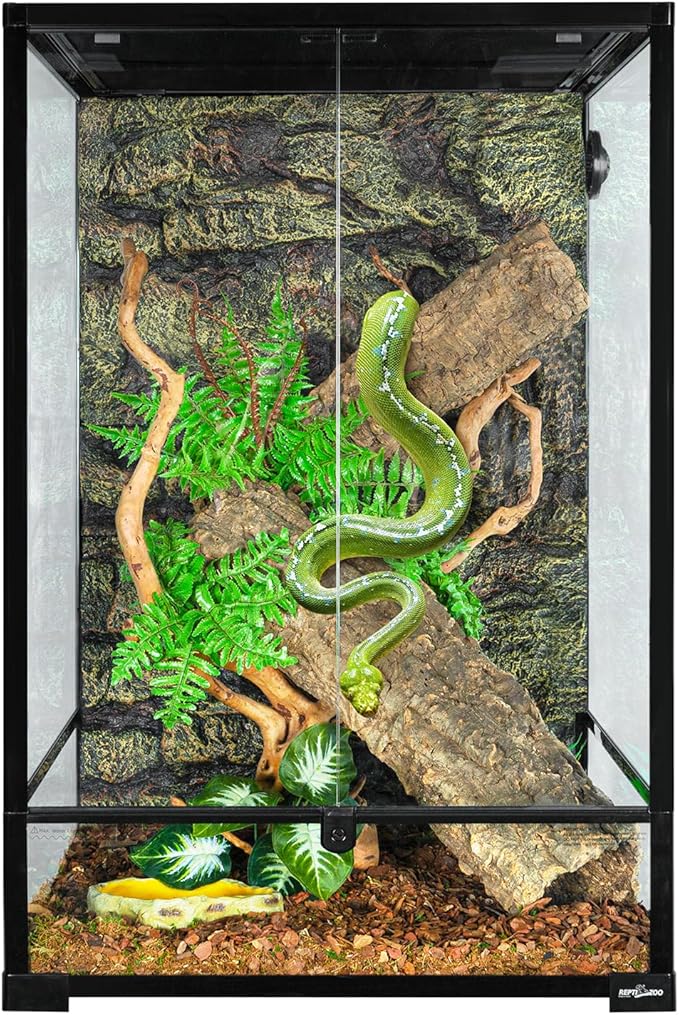 REPTIZOO 90 Gallon Reptile Terrarium 24" x 24" x 36" Large Glass Reptile Tank, Tall Reptile Terrarium with Front Opening Door and Top Screen Ventilation Easy Assembly Reptile Habitat Tank