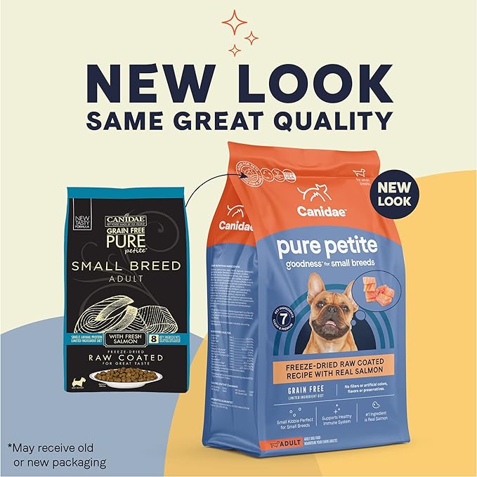 Canidae Pure Grain Free Petite Small Breed Limited Ingredient Diet Raw Coated with Fresh Salmon Dry Dog Food, 10 lbs