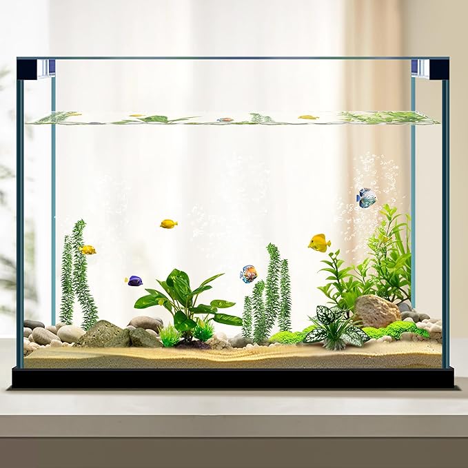 Reptile Artificial Plants, Terrarium Plants Decorations Supplies, Aquarium Fish Tank Plant, Amphibian Habitat Hideout Tank Accessories (M Set-2pcs/E)