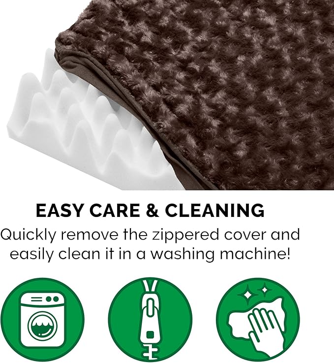 Furhaven Orthopedic Dog Bed for Large Dogs w/ Removable Washable Cover, For Dogs Up to 95 lbs - Ultra Plush Faux Fur & Suede Mattress - Chocolate, Jumbo/XL