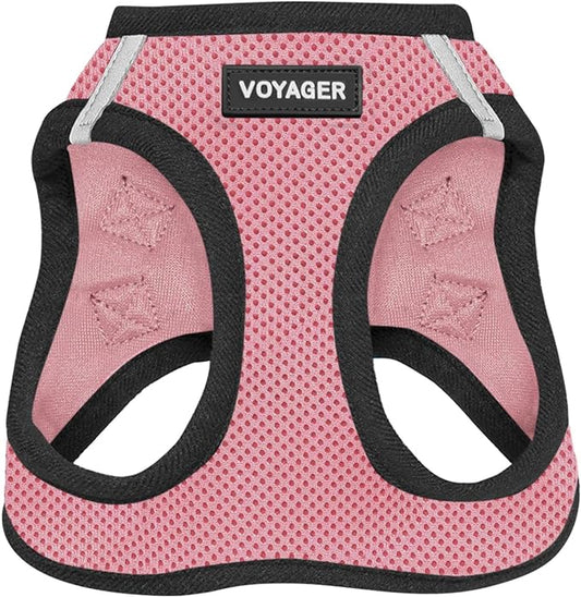 Voyager Step-in Air Dog Harness - All Weather Mesh Step in Vest Harness for Small and Medium Dogs and Cats by Best Pet Supplies - Harness (Pink/Black Trim), XL (Chest: 20.5-23")