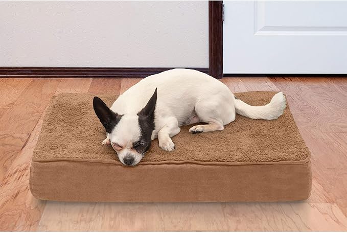 Furhaven Cooling Gel Dog Bed for Small Dogs w/ Removable Washable Cover, For Dogs Up to 20 lbs - Terry & Suede Mattress - Camel, Small