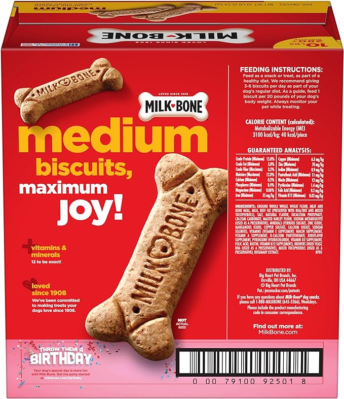 Milk-Bone Original Dog Treats for Medium Dogs, 10 Pound, Crunchy Biscuit Helps Clean Teeth