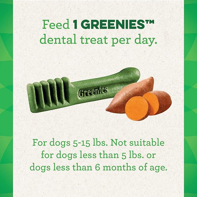 Greenies Teenie Natural Dog Dental Treats, Sweet Potato Flavor, 36 oz. Pack (130 Treats)