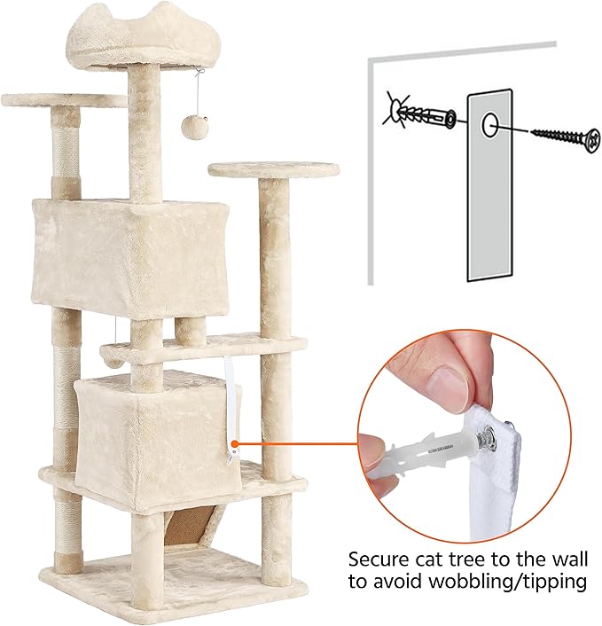 Yaheetech 54in Cat Tree Tower Condo Furniture Scratch Post for Kittens Pet House Play