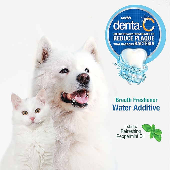 Nylabone Advanced Oral Care Cat & Dog Water Additive for Dental Care - Liquid Tartar Remover - Dog Breath Freshener & Teeth-Cleaning Liquid - Peppermint (16 oz.)