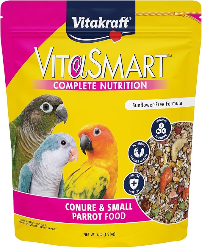 Vitakraft Vita Smart Gourmet Conure Food - Vitamin-Fortified - Daily Pet Bird Food for Conures and Small Parrots