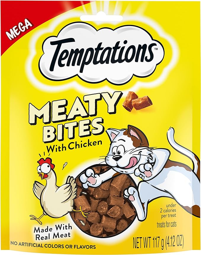 Temptations Meaty Bites Soft and Savory Cat Treats with Chicken, 4.12 oz. Pouch
