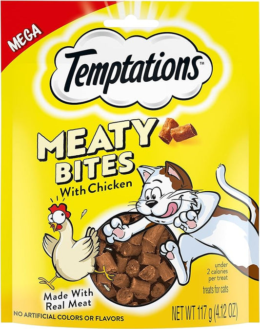 Temptations Meaty Bites Soft and Savory Cat Treats with Chicken, 4.12 oz. Pouch