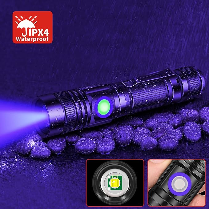 DARKBEAM UV 365nm Flashlight Blacklight Rechargeable USB, Wood's lamp Handheld Ultraviolet Black Light LED Portable, Pet Urine Detector, Resin Curing, Anti-Counterfeit, Fluorescent Detection